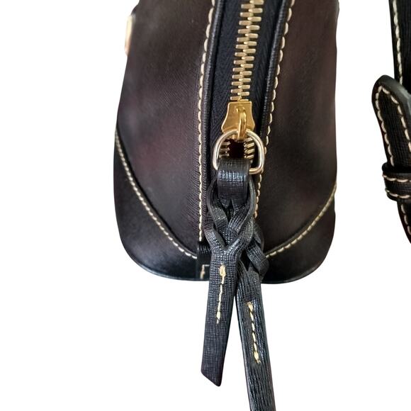 4756)Dooney & Bourke Black Saffiano Leather Doomed Zip Top Satchel Shoulder Bag - Picture 6 of 10